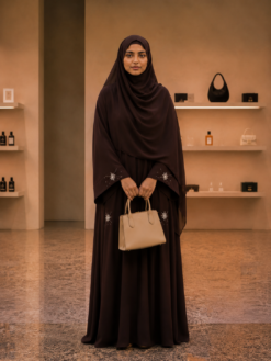 Kimono Long Chocolat Brodé Femme – Élégance Naturelle & Moderne