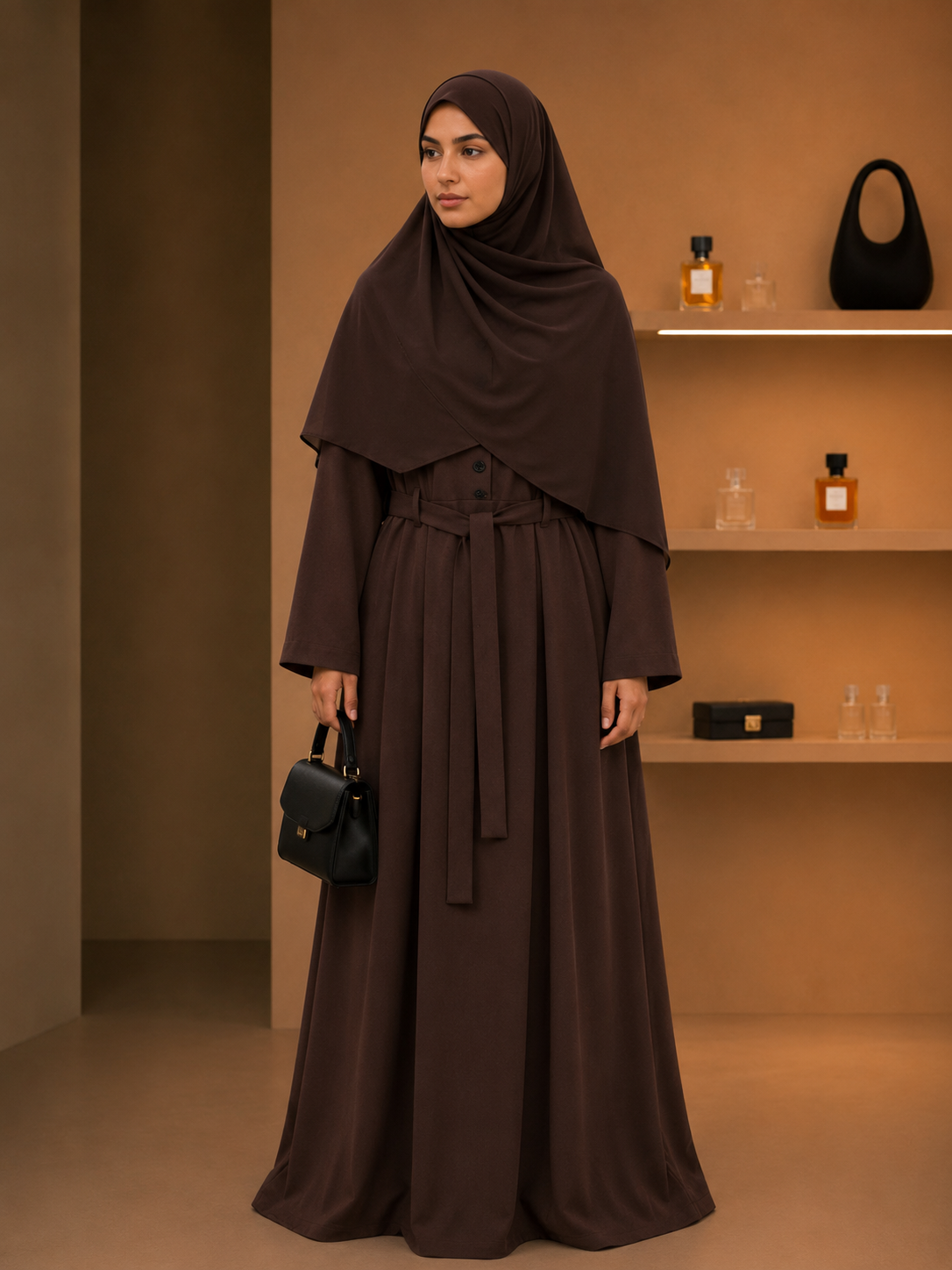 Robe Longue Sans Manches Chocolat – Élégance Minimaliste