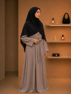 Robe Longue Sans Manches Taupe – Élégance Minimaliste